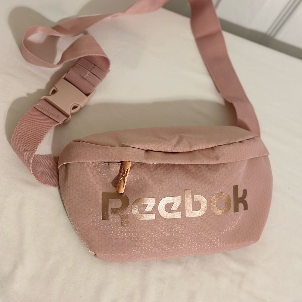 Reebok Dusty Pink Crossbody Belt Bag with Gold Logo